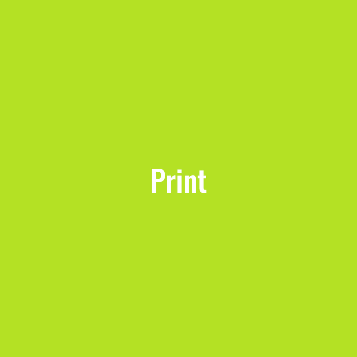 Hellgrüne Kachel mit Beschriftung "Print", bei Mouseover Link zu Referenzen Print